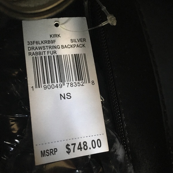 SOLD Michael Kors MK Grey Rabbit Fur Backpack Kirk - Picture 3 of 8